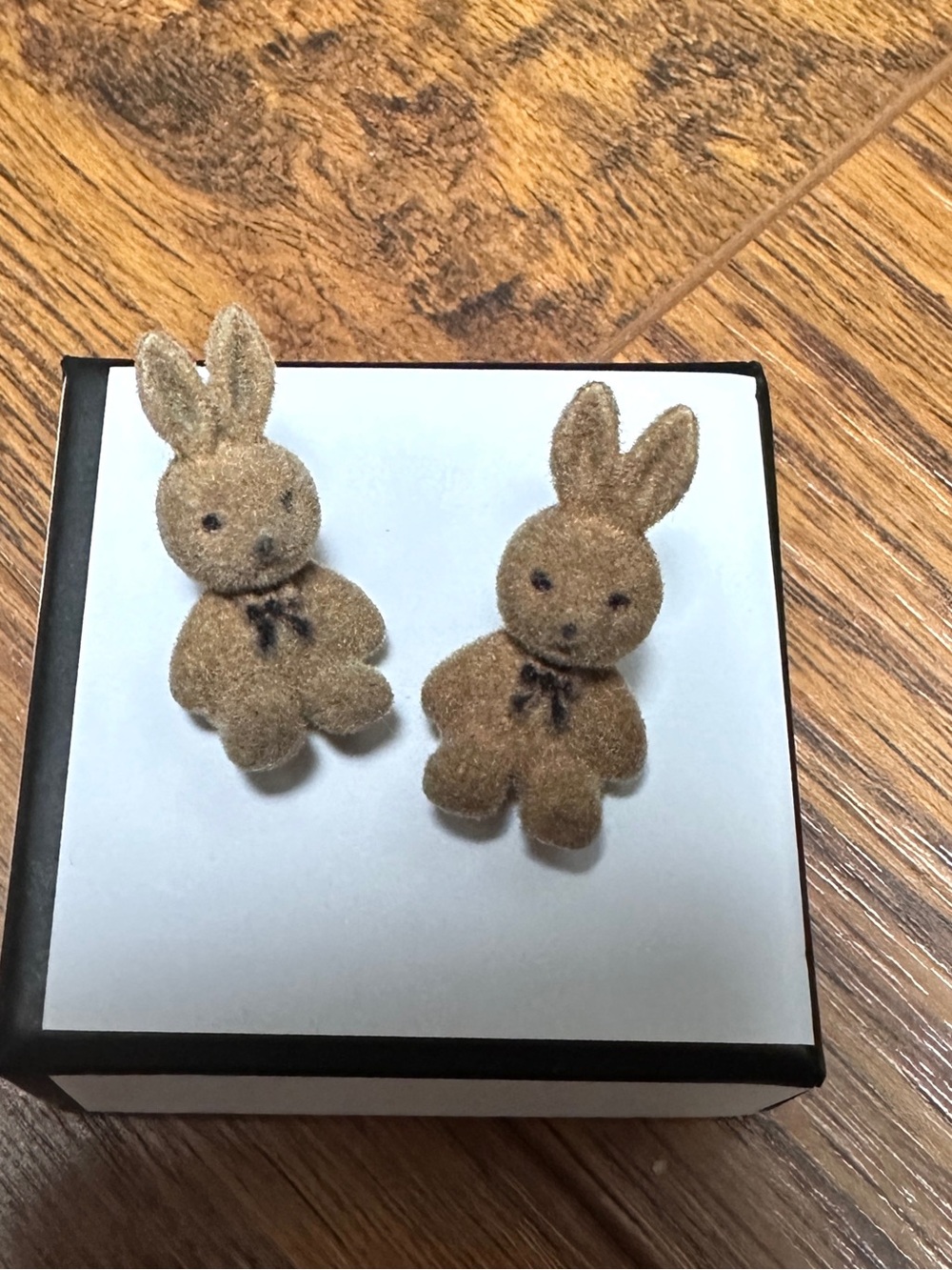 925 Sterling silver Plush Bunny Stud Earrings in Light Brown - Women's Jewelry